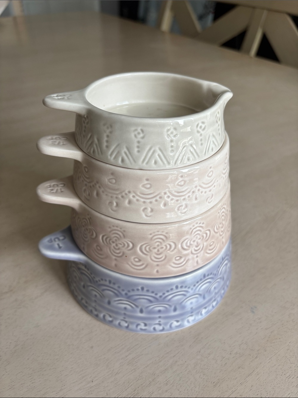 Southern Living Stackable Ceramic Measuring Cups.